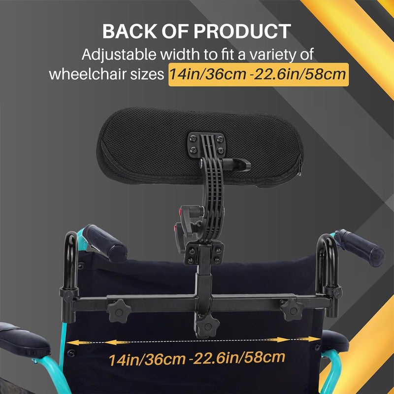 CHENNTAI Adjustable Wheelchair Headrest Backrest, 25mm Universal Wheelchair Headrest Neck Support Fits Teens and Young Adults Universal Wheelchair Accessories (Black) - Image 5